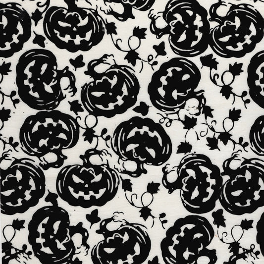 Island Batik Boo Bash Jack O Lantern quilting fabric in White, a hand-dyed Halloween batik