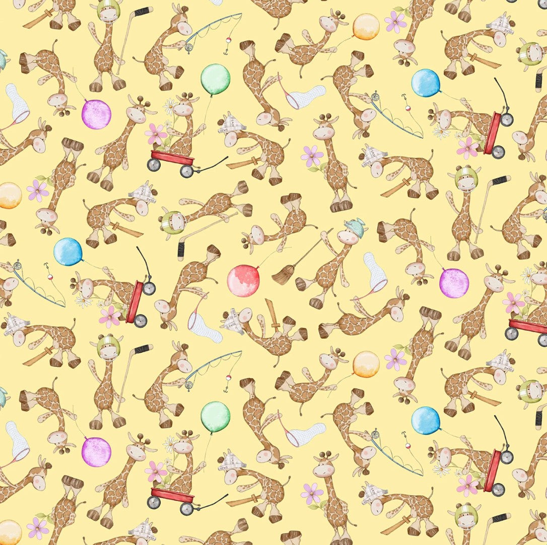Michael Miller Canary Adorable Giraffes yellow quilting cotton