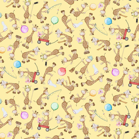 Michael Miller Canary Adorable Giraffes yellow quilting cotton