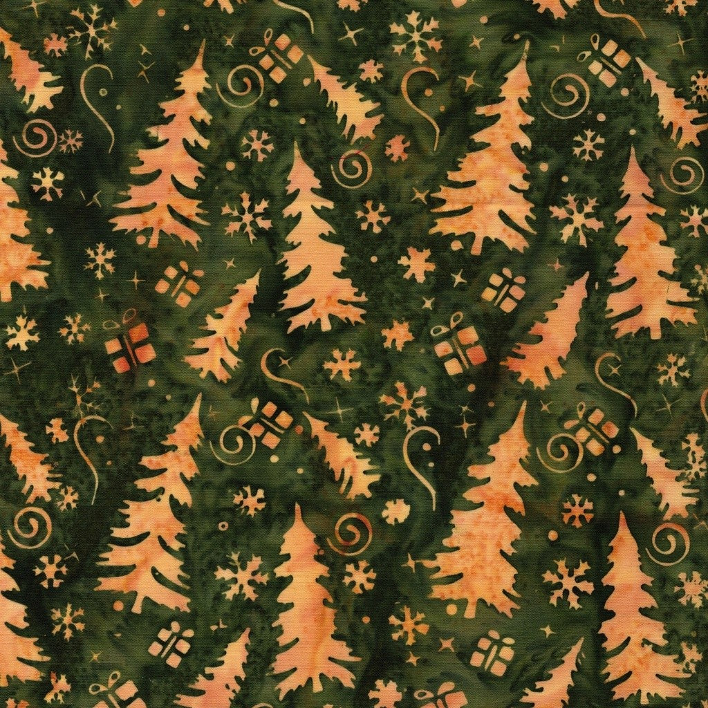 Lumin Fabrics - Jerry Khiev - Holiday Follies - Trees and Presents - Green Spinach