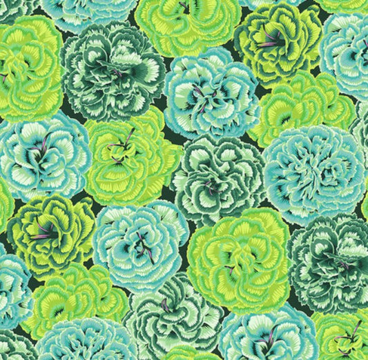 Kaffe Fassett Picotee Carnations Green quilting cotton