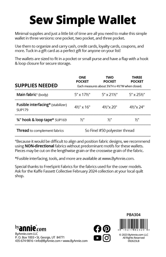 Sew Simple Wallet - Pattern