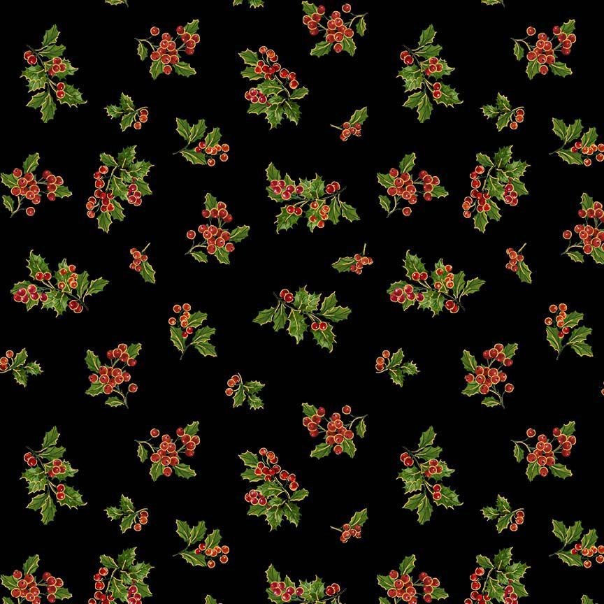 Timeless Treasures - Holiday Holly Metallic - Holly CM4147