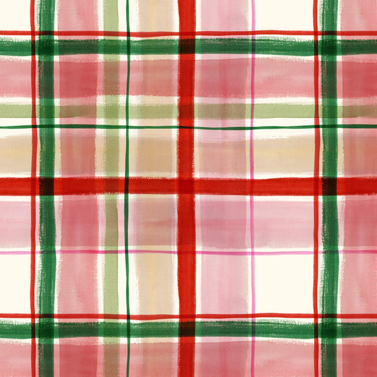 Lewis and Irene Merry Happy Christmas Bluebellgray Christmas Tartan red BG096 cotton