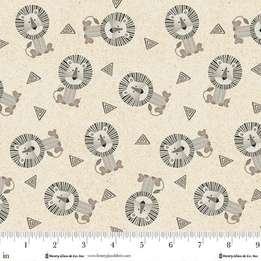 Henry Glass Jungle Romp Cream 2105-44 animal quilting cotton by Betsey Cavallo