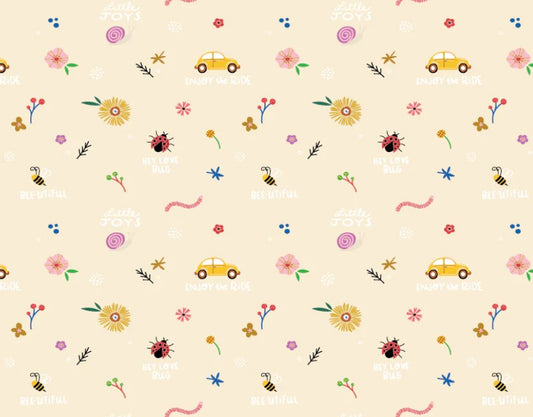 Poppie Cotton Hey Love Bug Little Joys Natural quilting cotton fabric