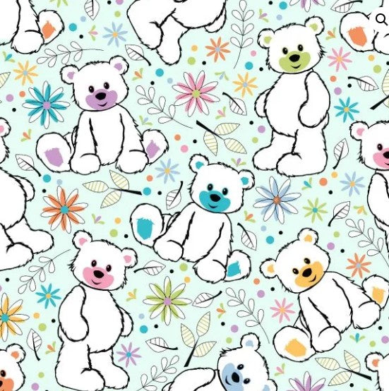 Oasis Flannel Teddy Bears Light Blue 446271 soft flannel