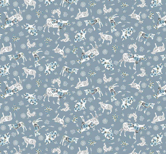 Studio E Farmhouse Fixer Upper Denim Blue quilting cotton fabric