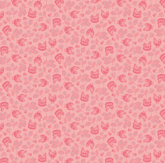 Riley Blake Farmers Daughter Hens Chicks Coral quilting cotton