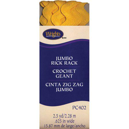 Jumbo Rickrack 5/8 X2-1/2yd-Yellow