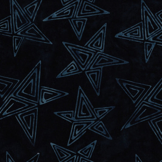 Island Batik Freedom Rings Spirals in Stars Blue Midnight Blue cotton batik quilting fabric