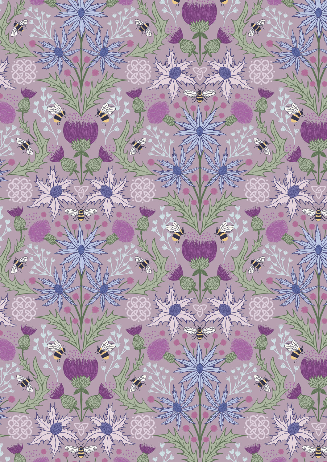 Lewis Irene Celtic Summer Mirrored Thistle Bee Heather A989C fabric