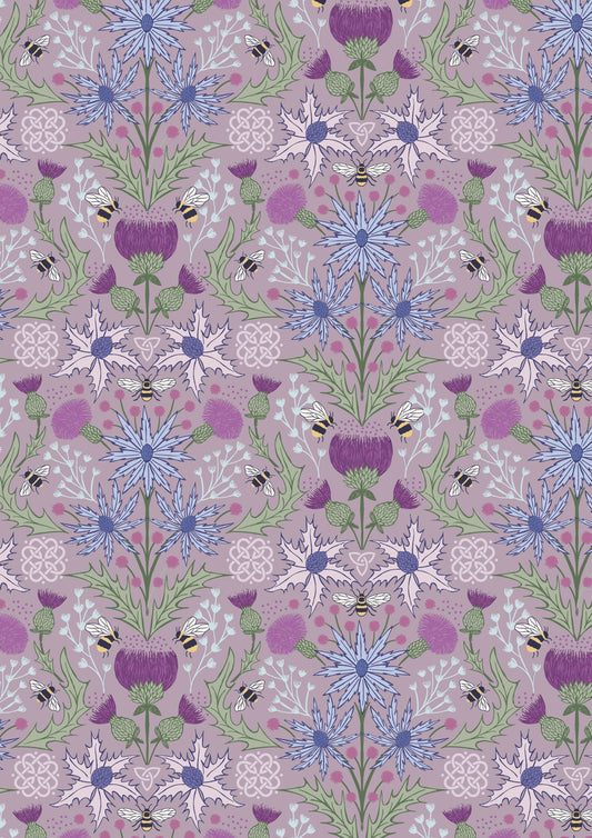 Lewis Irene Celtic Summer Mirrored Thistle Bee Heather A989C fabric