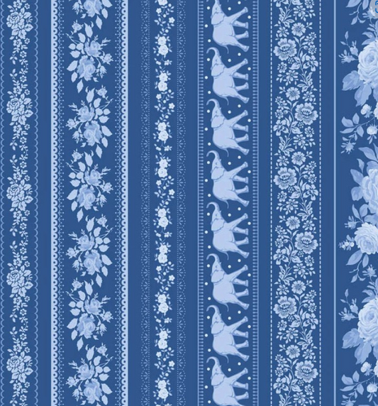 Tilda Something Blue Borders Night quilting cotton fabric