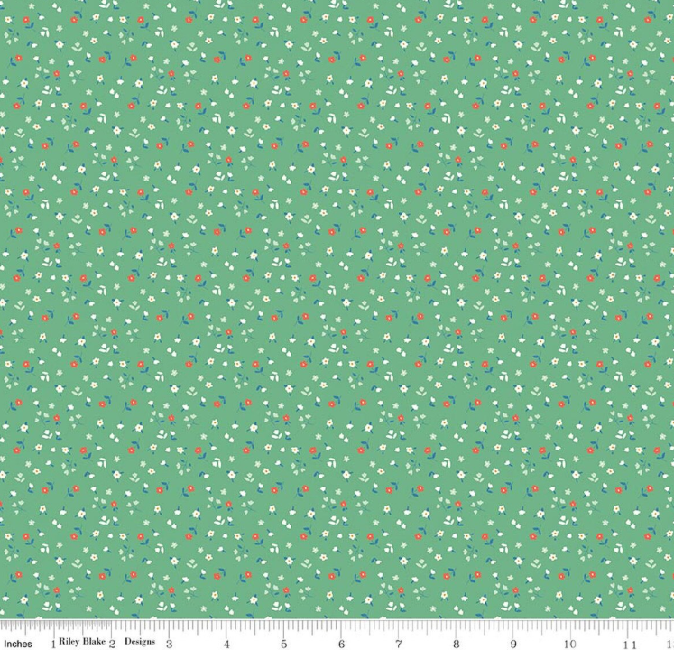 Riley Blake - Minki Kim - Cotton Nook - Flowers Green - C17975-GREEN
