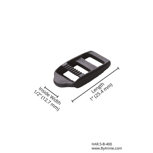 1/2" Strap Adjuster - Black Plastic