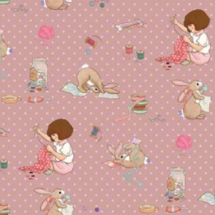 Michael Miller Crafternoon Let's Sew DDC12785-BLUS-D blush sewing notions print