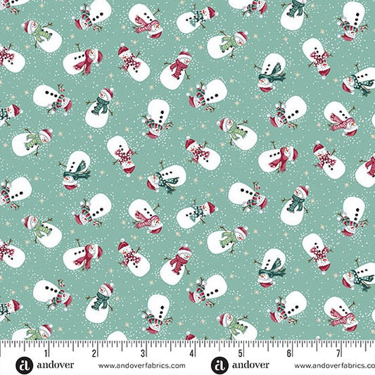 Andover - Makower UK - Country Christmas - Snowmen Teal 232-T