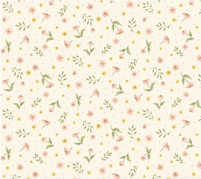 Studio E Layla Chelsea Designworks Warm White Wild Flowers quilting cotton