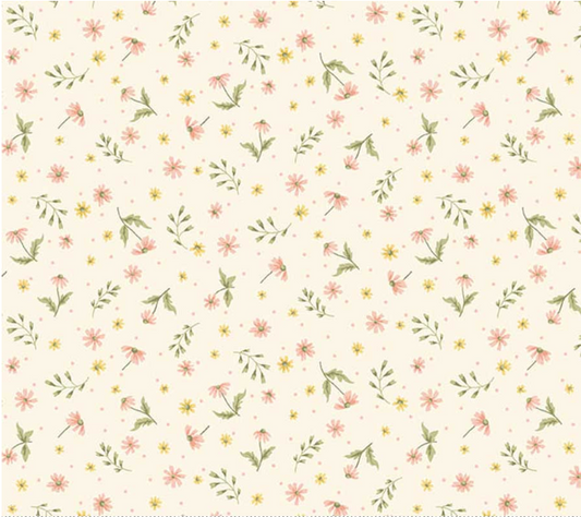 Studio E Layla Chelsea Designworks Warm White Wild Flowers quilting cotton