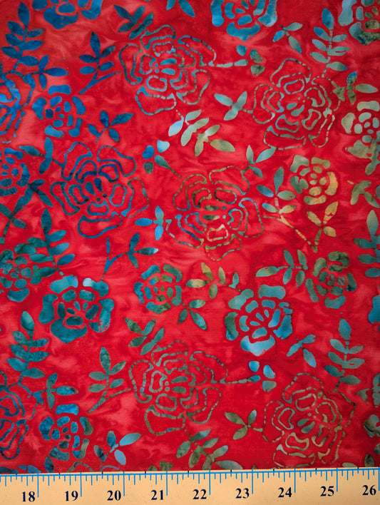 Tonga - Turquoise Flowers with Red Base