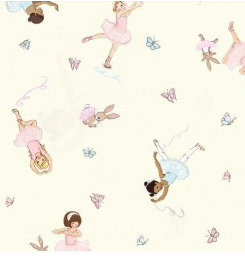 Michael Miller Ballet Bunnies Creme quilting cotton