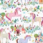 Michael Miller Enchanted Unicorns Rainbow Unicorns White