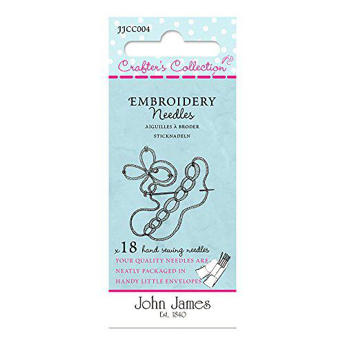 John James Crafter Collection embroidery needles x18 sizes 3-5 notion