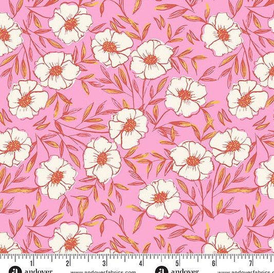 andover- Pink Bouquet Bliss 1567E Petals and Stitches by Stephanie Organes