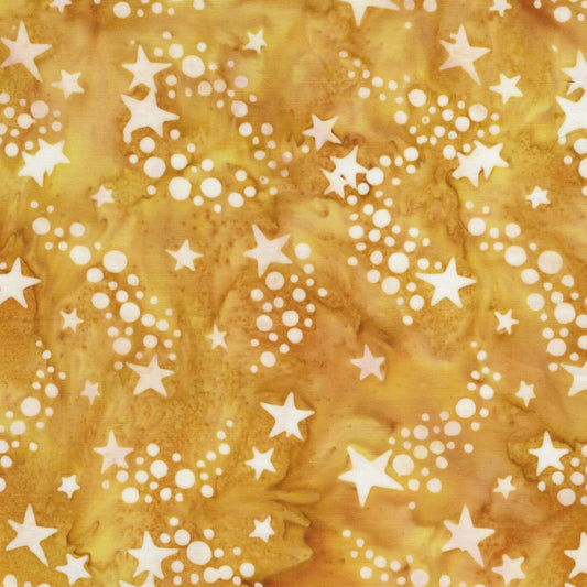 Island Batik Freedom Rings Shooting Stars Gold Wheat cotton batik quilting fabric