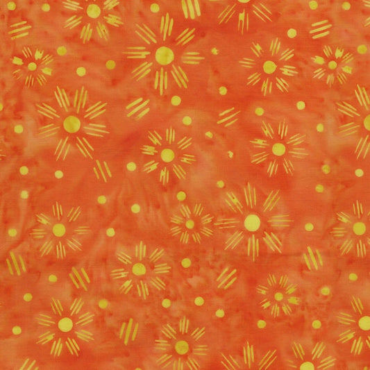 Spring Fling Flower Dot Dash Orange Tiger hand-dyed batik quilting cotton by Lumin Fabrics