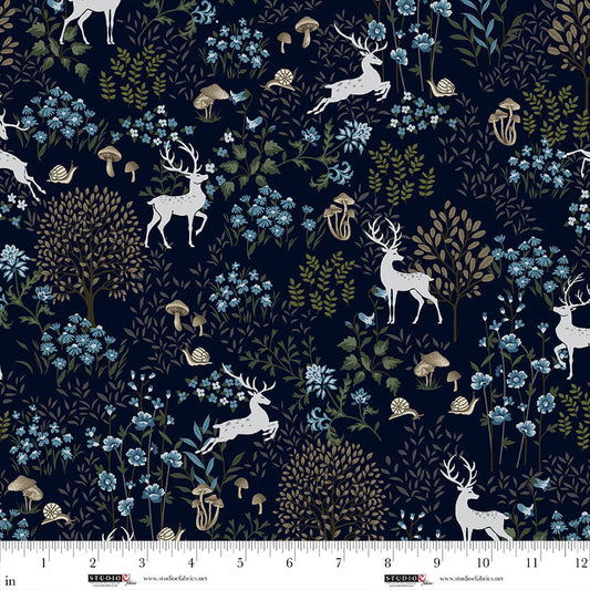 Studio E Ashdown Forest 8403-77 Midnight Blue quilting cotton