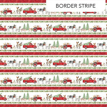 Northcott Barnyard Christmas 28808-10 white multi holiday novelty cotton