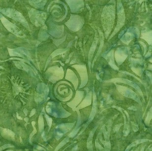 Island Batik Everlasting Floral Spun green lemongrass batik fabric