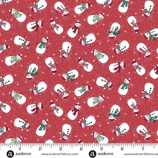 Andover - Makower UK - Country Christmas - Snowmen Red 232-R