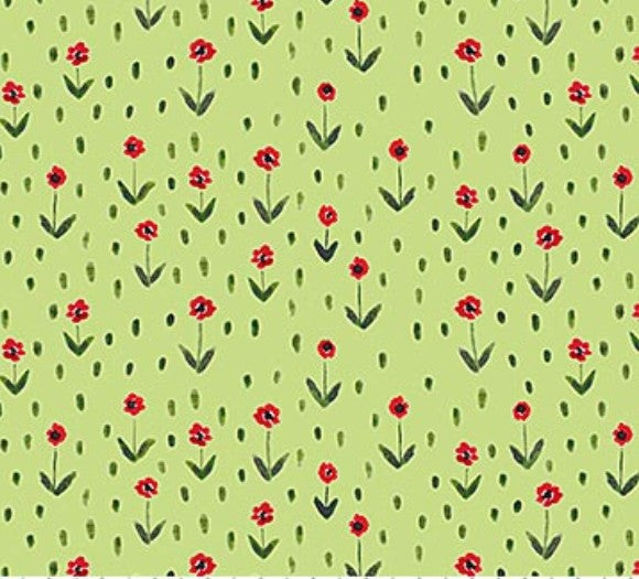 FIGO Mini Metropolis Green Floral 91194-70 quilting cotton fabric