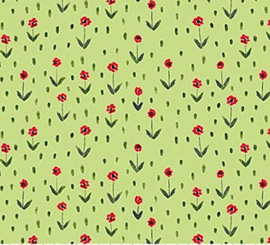 FIGO Mini Metropolis Green Floral 91194-70 quilting cotton fabric