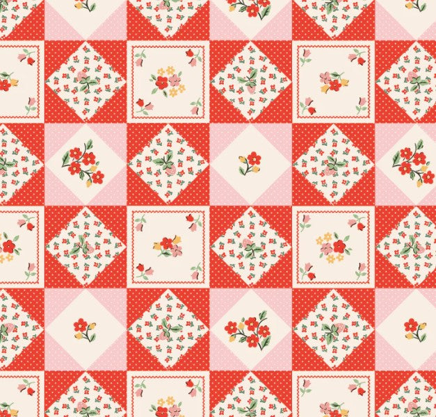 Poppie Cotton Farmhouse Fancy Farm Quilt Red FH25962 quilting cotton fabric