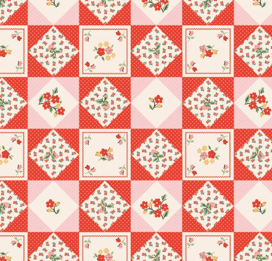 Poppie Cotton Farmhouse Fancy Farm Quilt Red FH25962 quilting cotton fabric