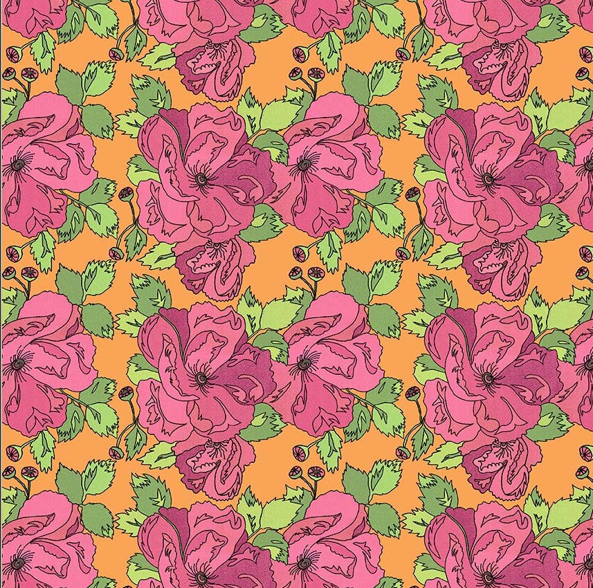 Windham Laura Heine Flowers on Main Petal and Pollen Sunset 54892-6 fabric