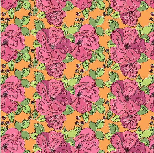 Windham Laura Heine Flowers on Main Petal and Pollen Sunset 54892-6 fabric
