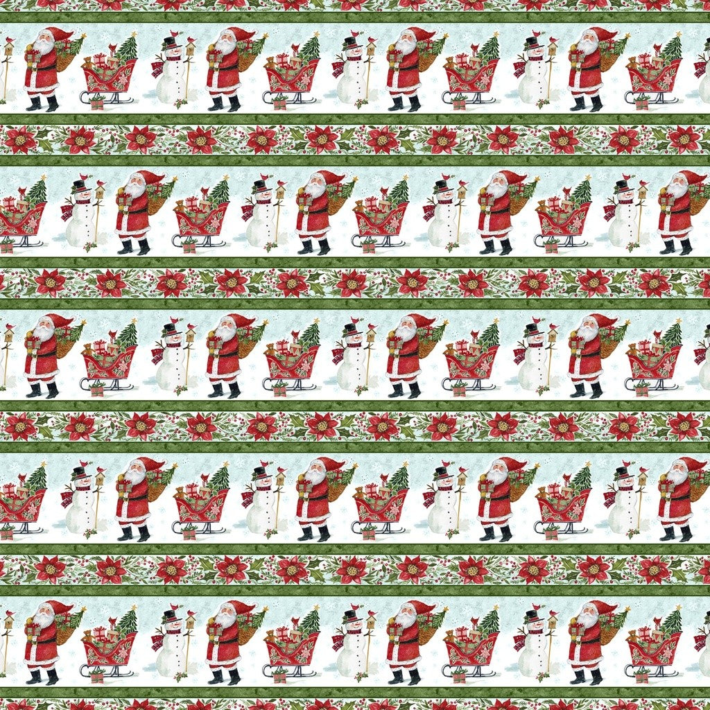 White Owl Textiles - Snowy Greetings - Susan Winget - W105-030-063 / Repeating Stripe-Multi