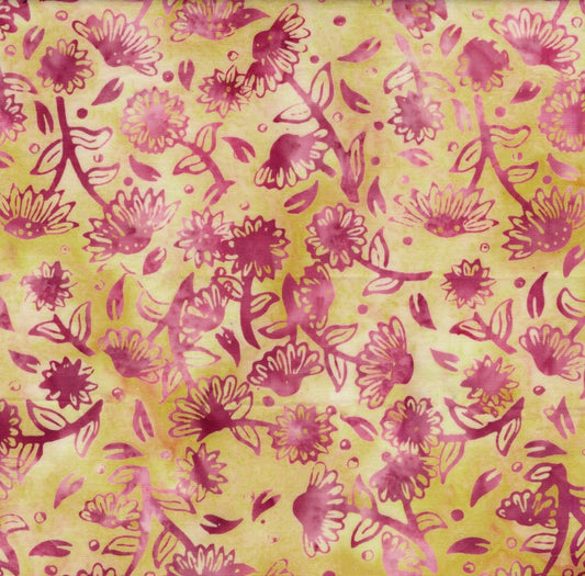 Crazy for Daisies Tossed Daisies Yellow Amber hand-dyed batik quilting cotton by Lumin Fabrics