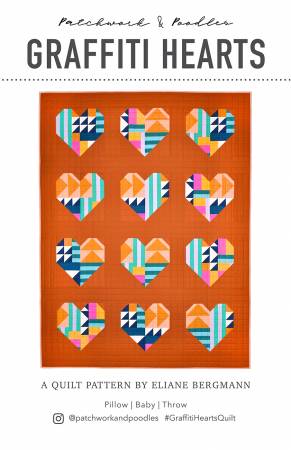 Graffiti Hearts Quilt Pattern modern bold quilting