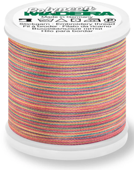 Spool of Madeira Polyneon 40wt machine embroidery thread in Torrid, color 1605