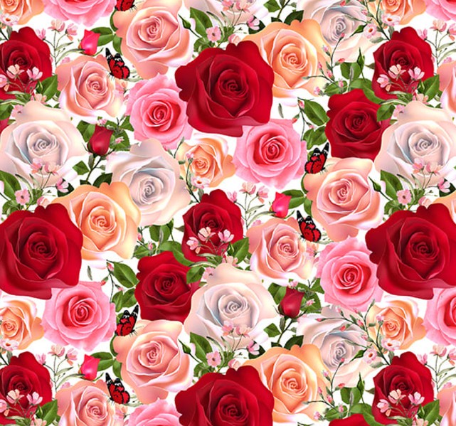 Blank La Vie En Rose 4216-01 White cotton quilting fabric