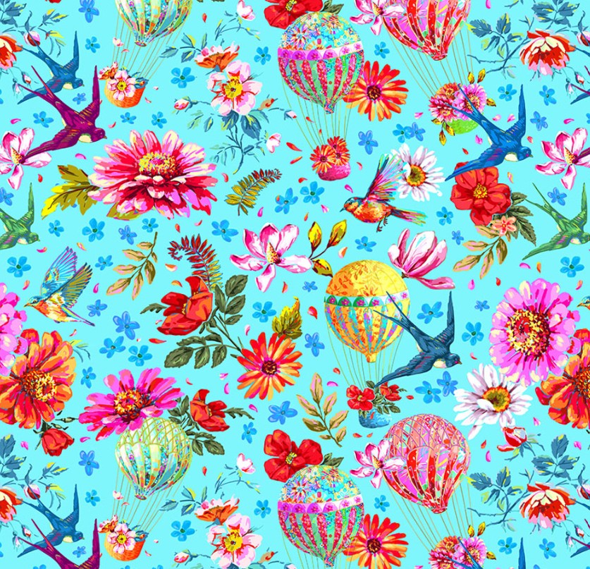 Free Spirit Festival Memory Blue quilting cotton fabric