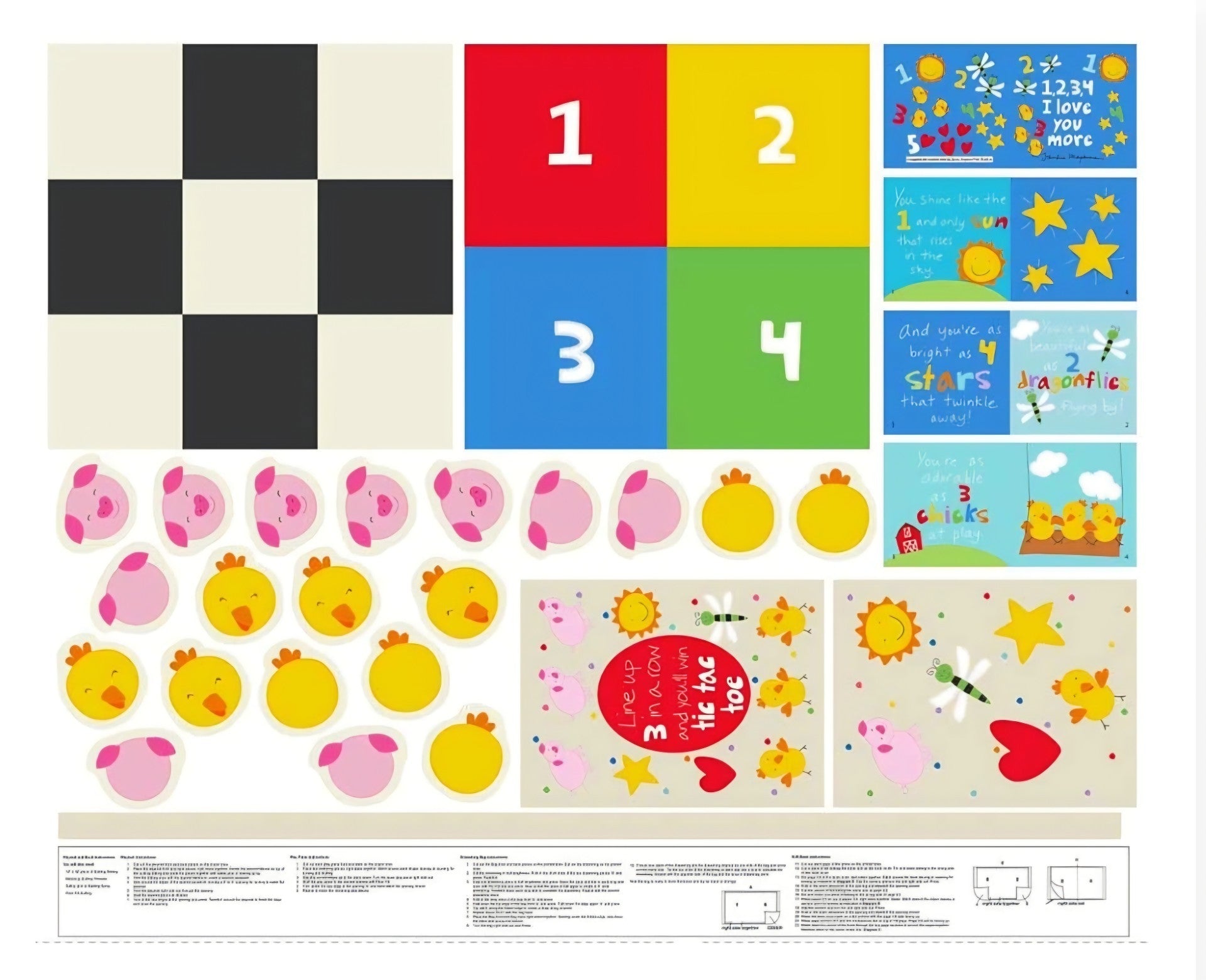 Studio E Huggable and Loveable 15 Tic Tac Toe Game Panel 8839BP-01 baby fabric