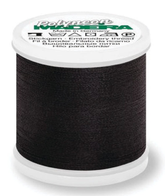 Madeira Polyneon 1800 black machine thread 1100yd 40wt polyester