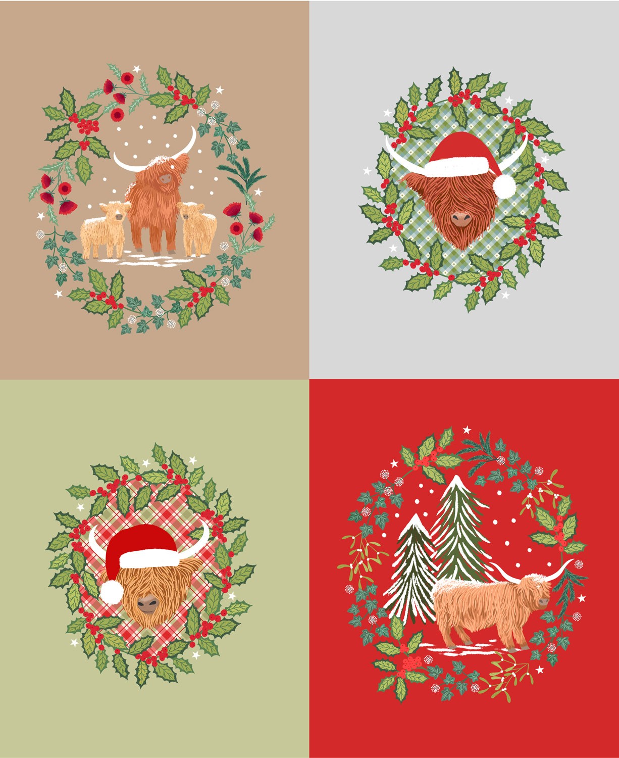 Lewis and Irene - Celtic Christmas - 1 yard squares panel - C136